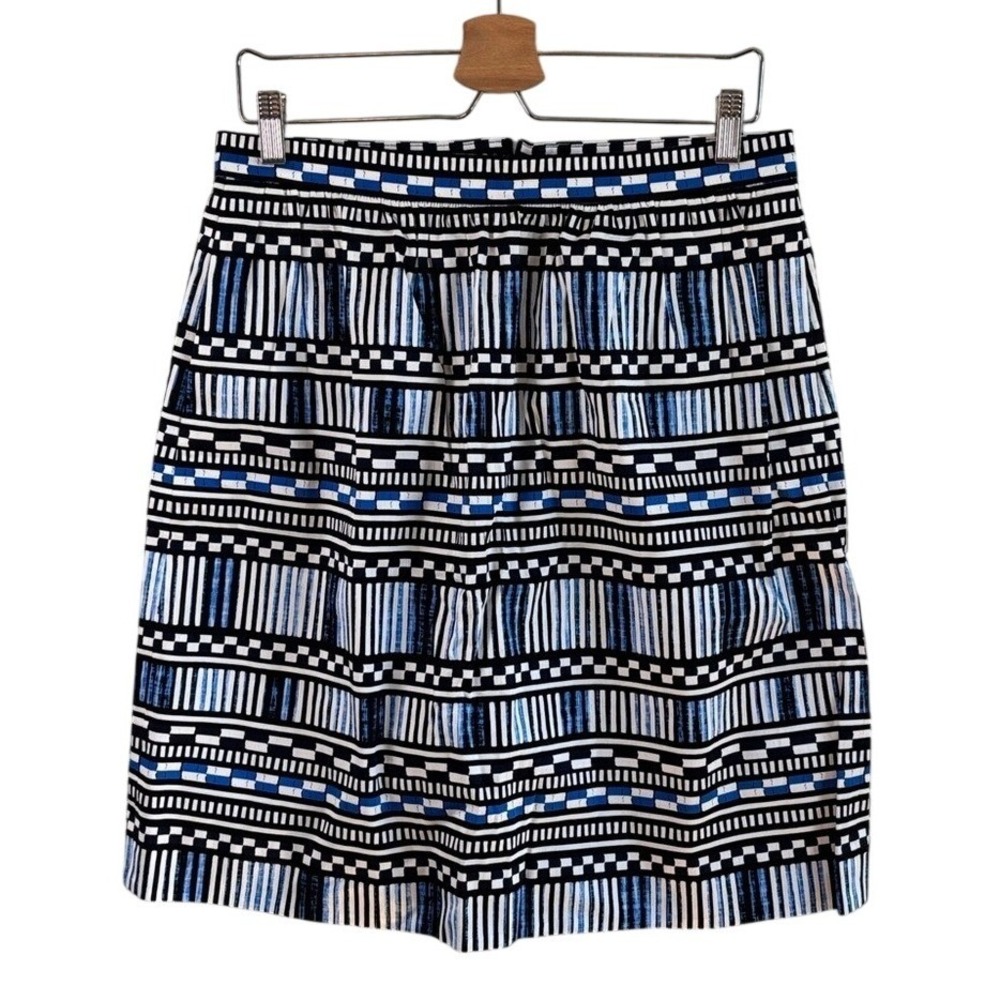NEW J. Crew Factory Mini Skirt Blue Women Size 10 Geometric Stripe A-Line